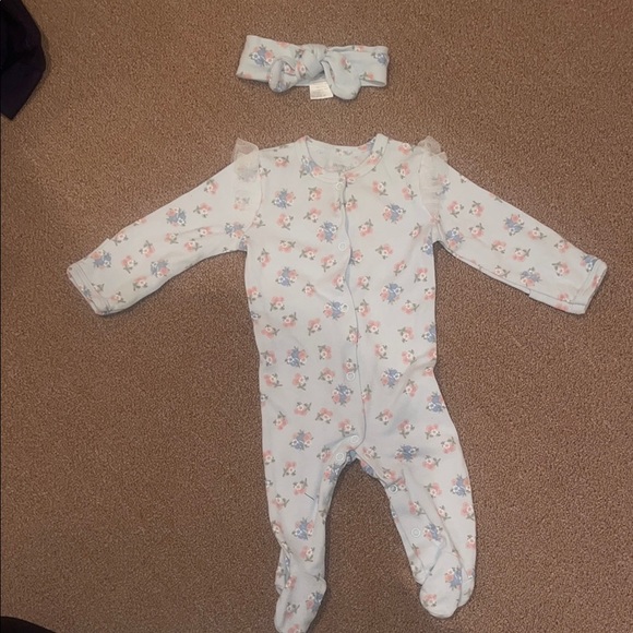 Shabby Chic Other - Floral Baby One Piece with Headband